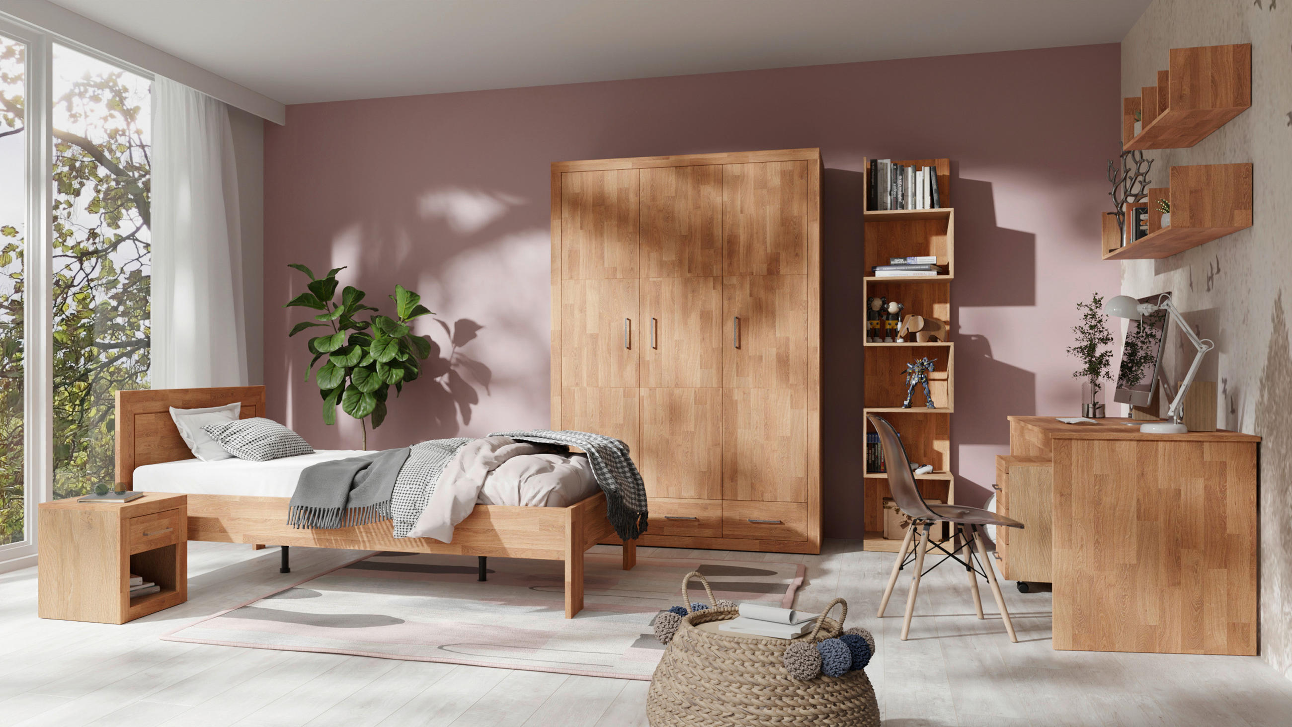 Thumbnail - Linea Natura Bett Yes, Eiche, Holz, Eiche, massiv, 140x200 cm, in verschiedenen Holzarten erhältlich, Größen erhältlich,...