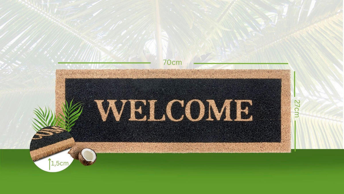 KOKOSMATTE  27/70 cm  Schwarz, Hellbraun  - Hellbraun/Schwarz, Basics, Naturmaterialien/Kunststoff (27/70cm) - Hanse Home