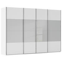 SCHWEBETÜRENSCHRANK 316/223/68 cm 4-türig Weiß, Seidengrau  - Chromfarben/Seidengrau, KONVENTIONELL, Glas/Holzwerkstoff (316/223/68cm) - Novel