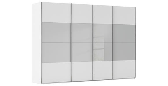 SCHWEBETÜRENSCHRANK  in Weiß, Seidengrau  - Chromfarben/Seidengrau, KONVENTIONELL, Glas/Holzwerkstoff (316/223/68cm) - Novel