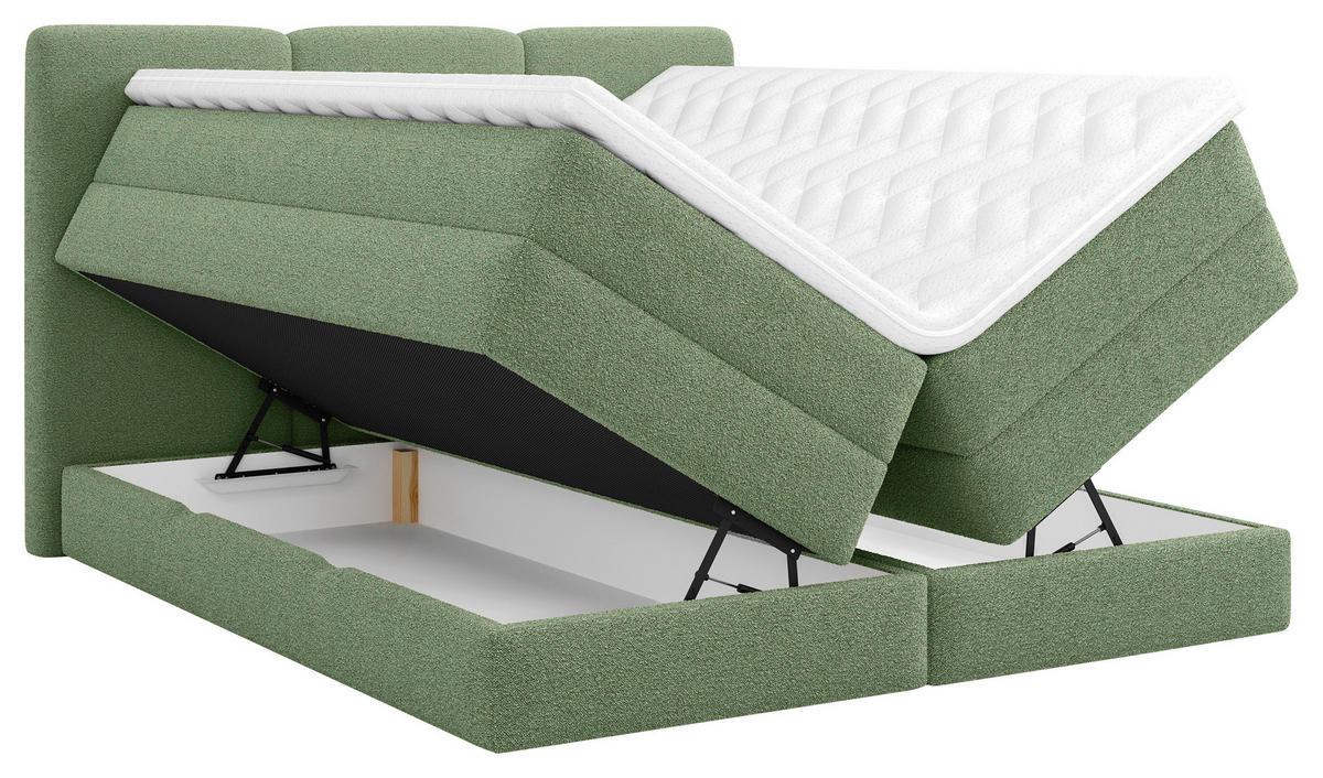 BOXSPRINGBETT 160/200 cm  in Grün  - Schwarz/Grün, Modern, Holz/Holzwerkstoff (160/200cm) - MID.YOU