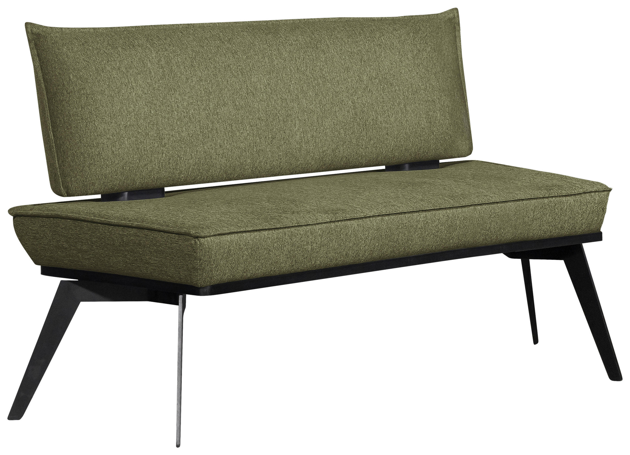 SITZBANK 153/90/65 cm Webstoff Schwarz, Olivgrün Buche massiv  - Schwarz/Olivgrün, Basics, Holz/Textil (153/90/65cm) - Carryhome