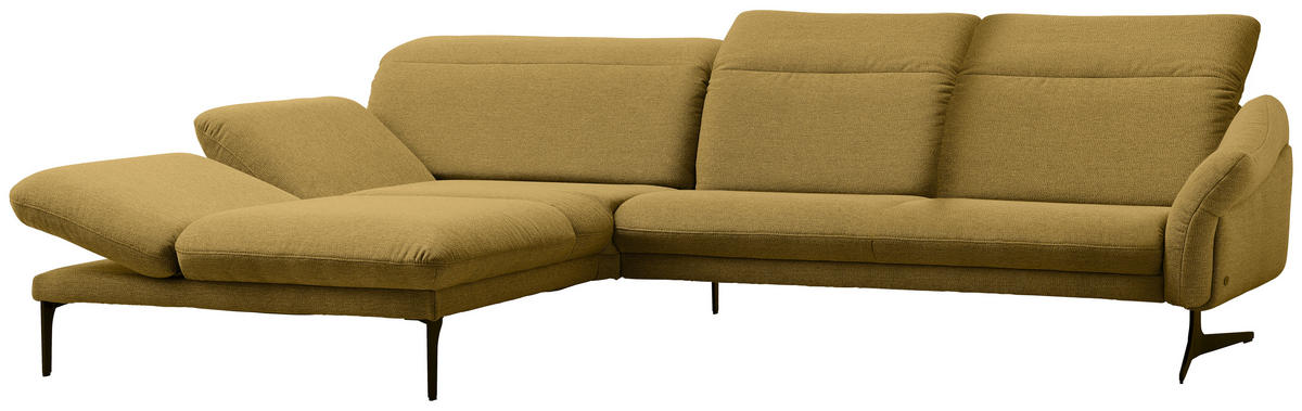 ECKSOFA in Webstoff Currygelb  - Currygelb/Anthrazit, Design, Textil/Metall (203/299cm) - Himolla