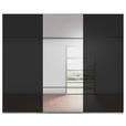 SCHWEBETÜRENSCHRANK 301/223/68 cm 3-türig Grau, Schwarz  - Schwarz/Grau, KONVENTIONELL, Glas/Holzwerkstoff (301/223/68cm) - Novel