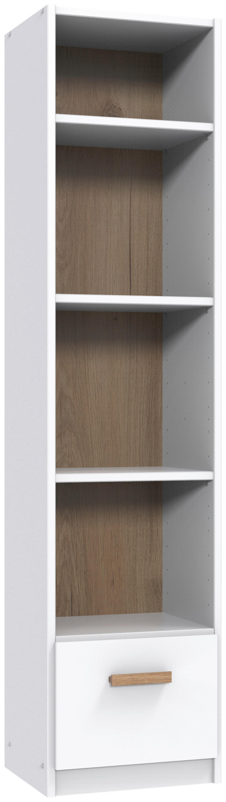 Etajeră, 47/197/40 cm, alb, culoare lemn stejar,  - alb/culoare lemn stejar, Modern, material pe bază de lemn (47/197/40cm) - MID.YOU