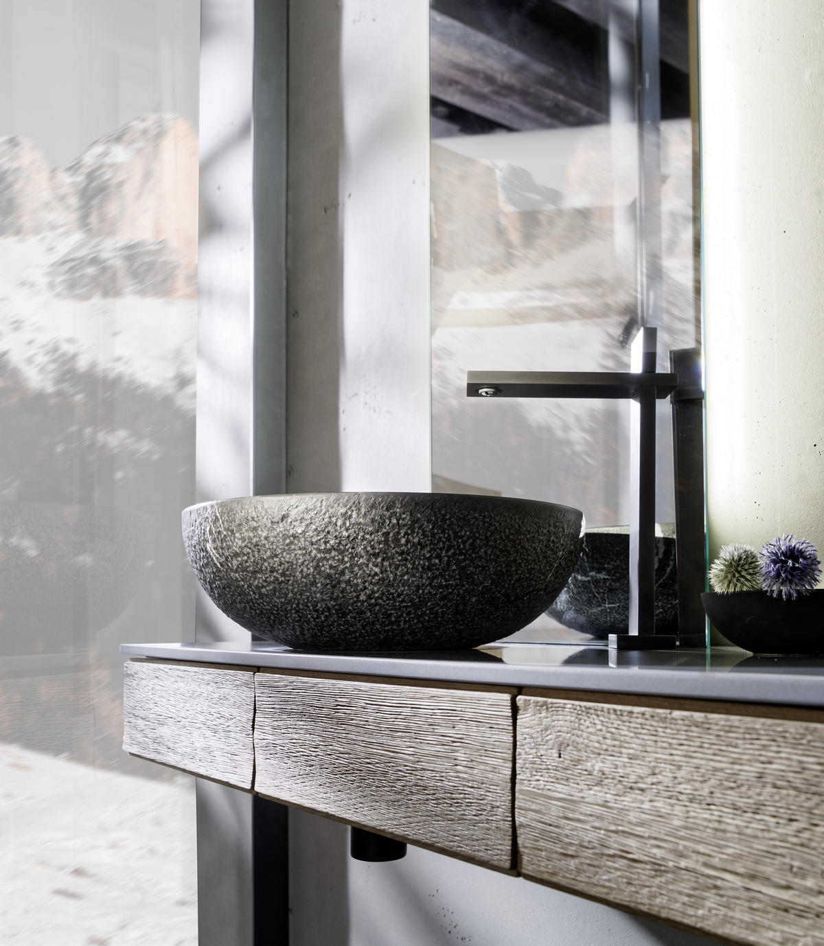 BADEZIMMER  in 96 cm  - Eichefarben/Grau, MODERN, Holz/Stein (96cm) - Voglauer