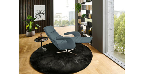 RELAXSESSEL in Leder Blaugrau  - Edelstahlfarben/Blaugrau, Design, Leder/Metall (76/119/86cm) - Dieter Knoll