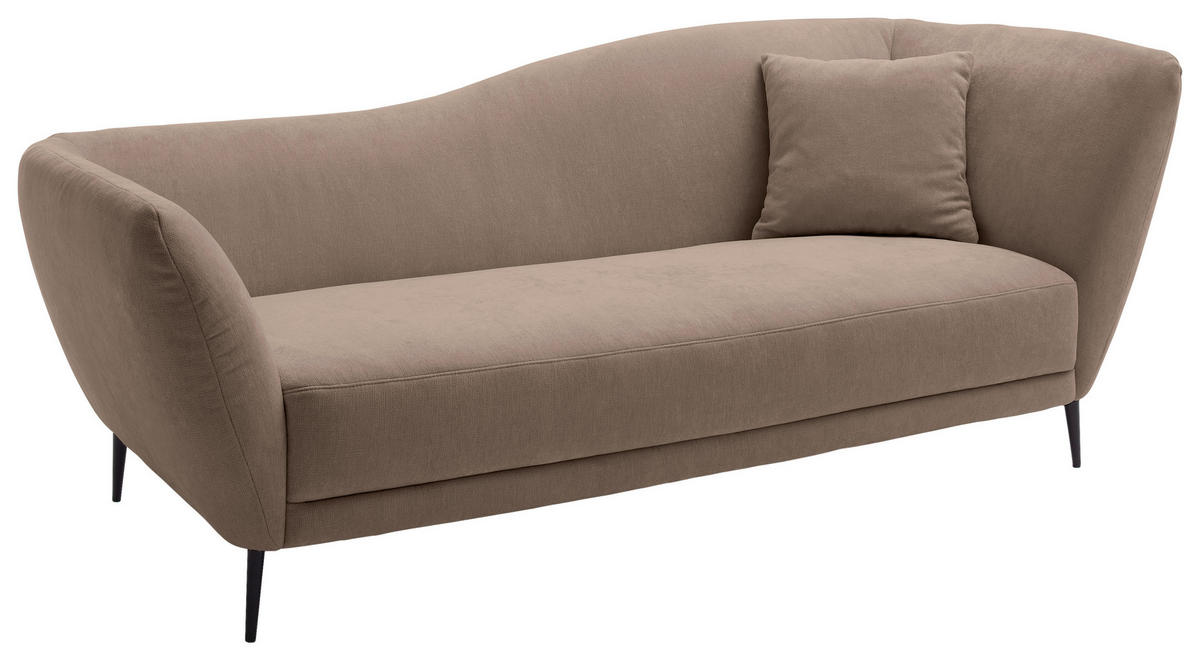 RÉCAMIERE Taupe Chenille Zierkissen, Rücken echt  - Taupe/Schwarz, KONVENTIONELL, Textil/Metall (224/70/97cm) - Hom`in