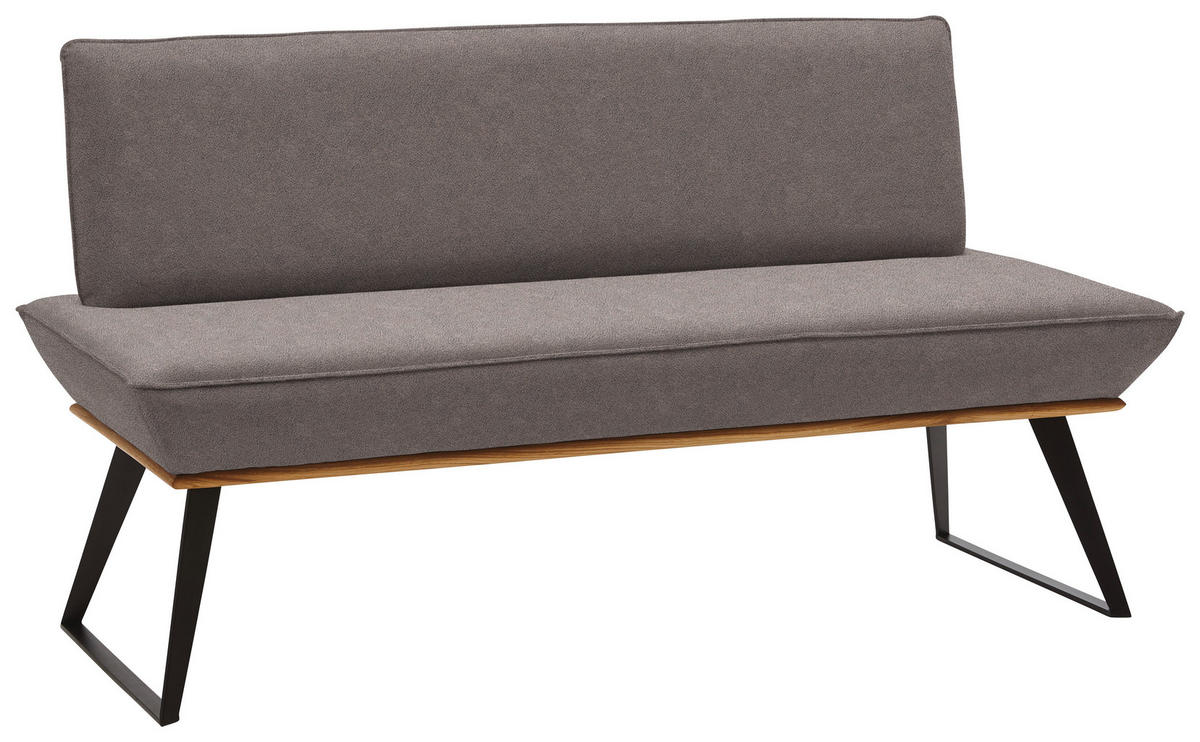 SITZBANK in Holz, Metall, Textil Schwarz, Eichefarben, Graubraun  - Eichefarben/Graubraun, Design, Holz/Textil (180/87/64cm) - Voleo