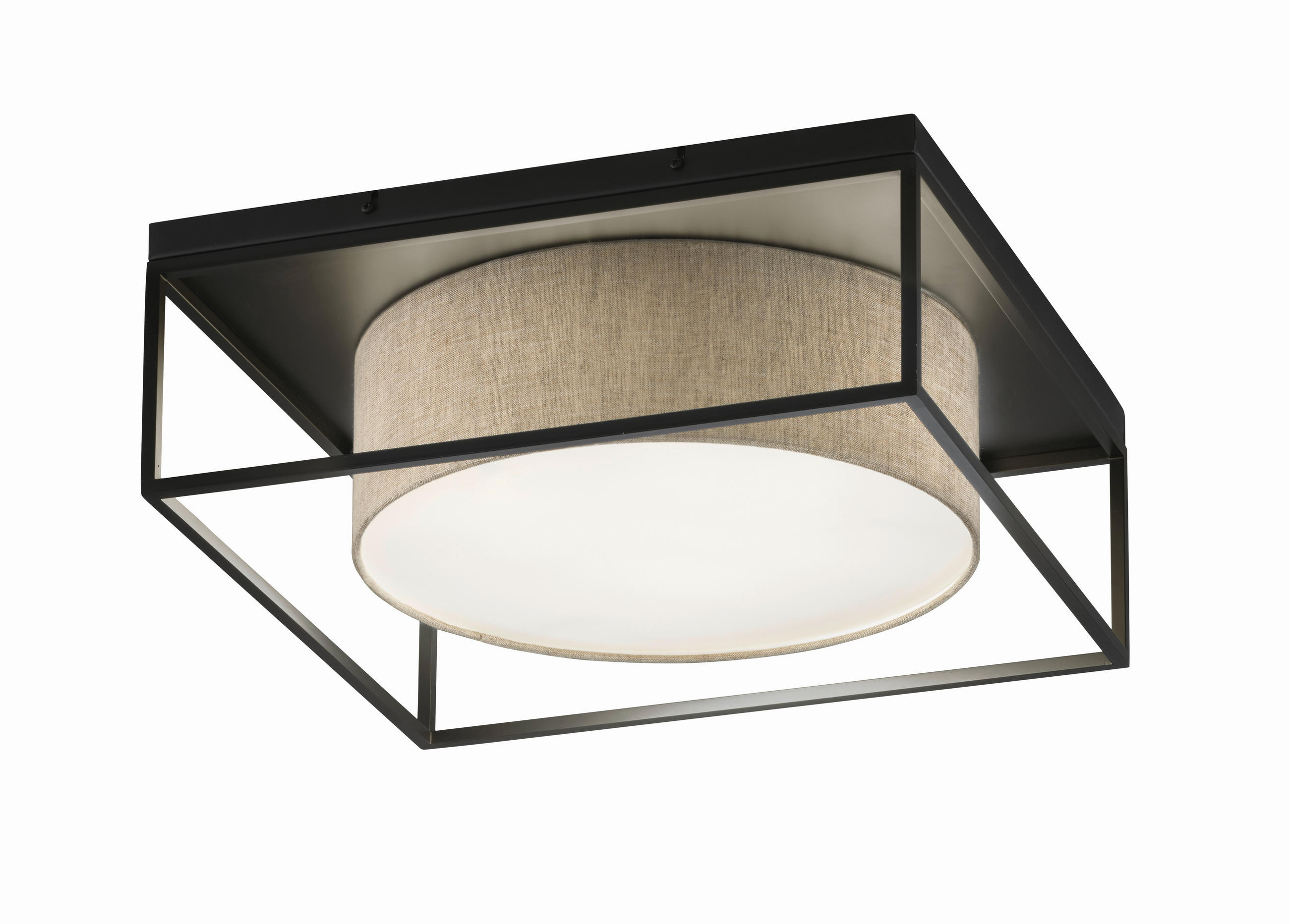 DECKENLEUCHTE Carre 60/60 cm   - Schwarz, Trend, Glas/Metall (60/60cm) - Fischer & Honsel