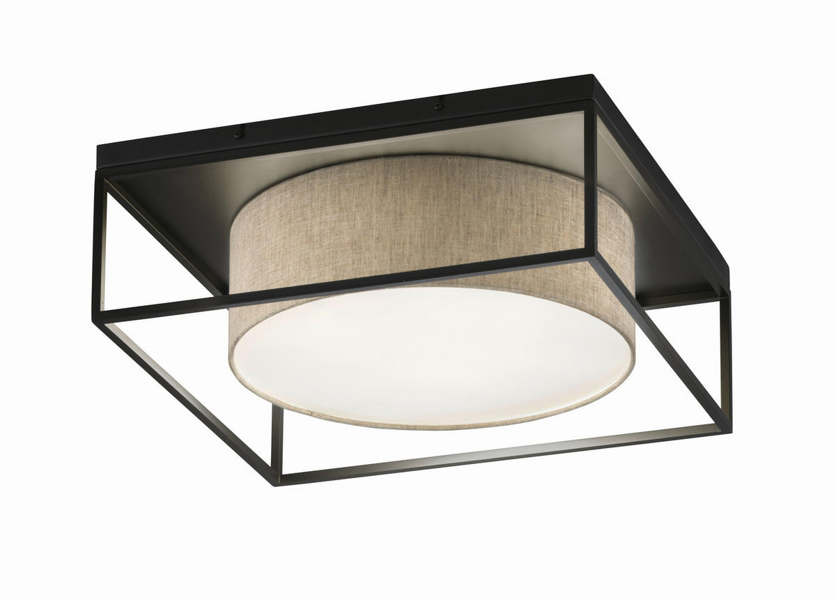 DECKENLEUCHTE Carre 60/60 cm   - Schwarz, Trend, Glas/Metall (60/60cm) - Fischer & Honsel