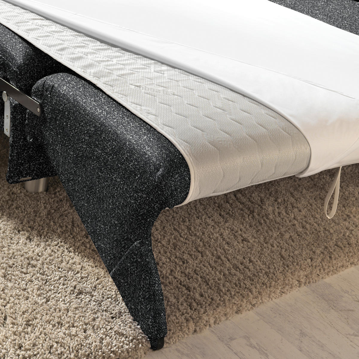 ECKSOFA  in Mikrovelours Anthrazit  227/208 cm  - Anthrazit/Alufarben, KONVENTIONELL, Textil/Metall (227/208cm) - Sedda