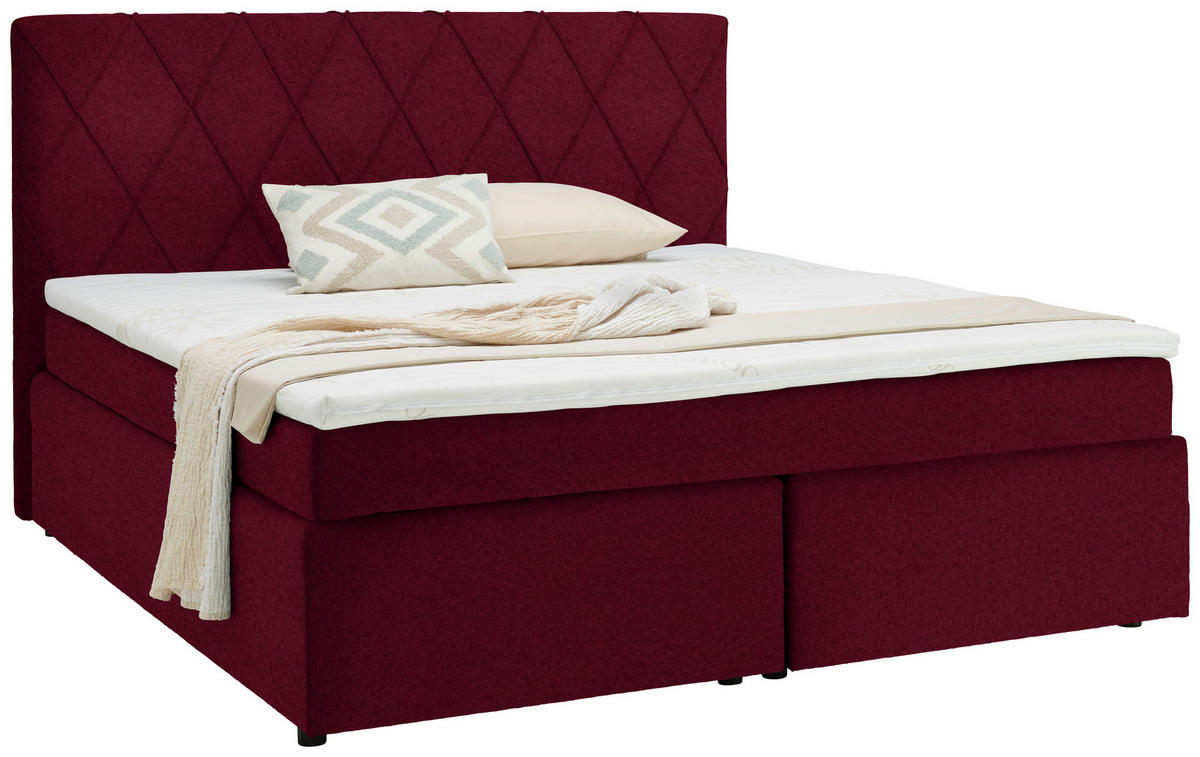 BOXSPRINGBETT 180/200 cm  in Rot  - Rot/Schwarz, Design, Kunststoff/Textil (180/200cm) - Xora