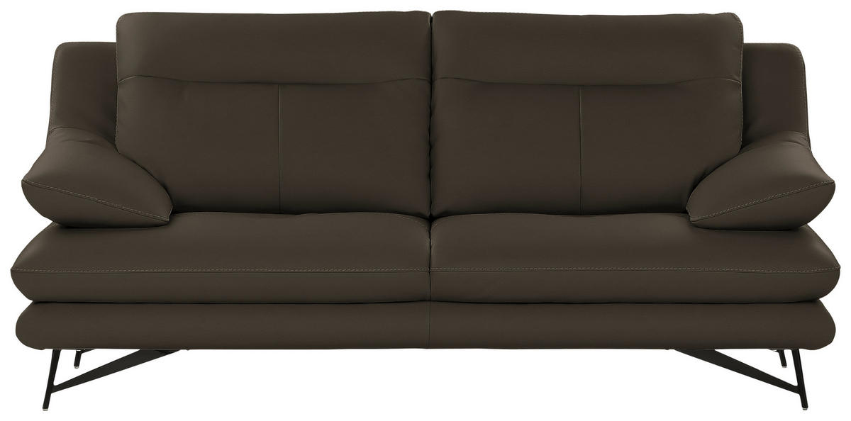 2,5-SITZER in Leder Braun  - Schwarz/Braun, Design, Leder/Metall (195/90/109cm)