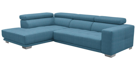 ECKSOFA in Mikrofaser Pastellblau  - Chromfarben/Pastellblau, Design, Textil/Metall (207/301cm) - Xora