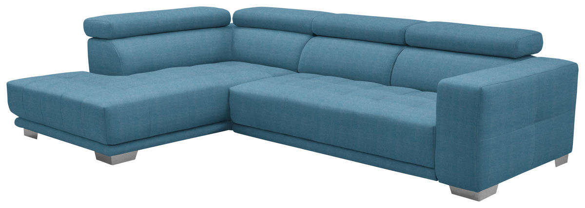 ECKSOFA in Mikrofaser Pastellblau  - Chromfarben/Pastellblau, Design, Textil/Metall (207/301cm) - Xora