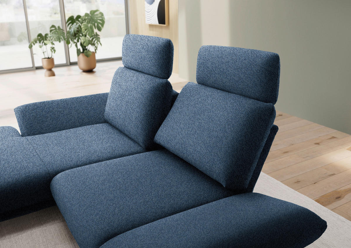 ECKSOFA  in Flachgewebe Blau  155/234 cm  - Blau/Schwarz, Design, Textil/Metall (155/234cm) - Dieter Knoll
