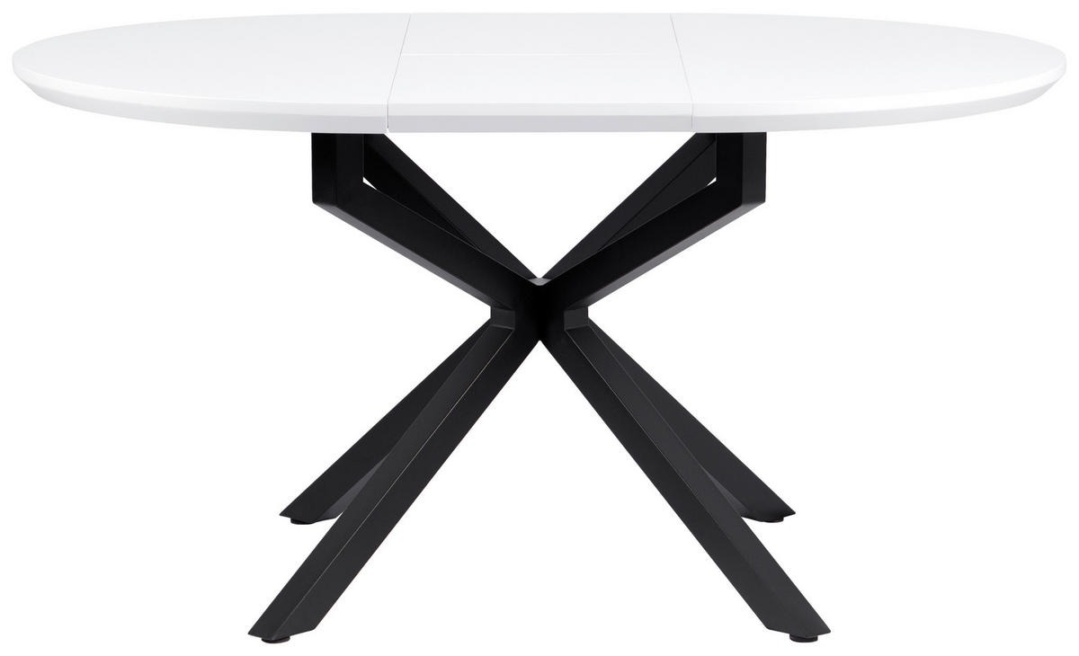 ESSTISCH 108/148/108/76 cm Nachbildung  Metall, Holzwerkstoff ausziehbar oval Schwarz, Weiß  - Schwarz/Weiß, MODERN, Holzwerkstoff/Metall (108/148/108/76cm) - Livetastic