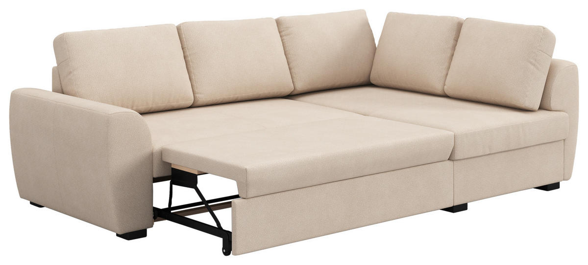 ECKSOFA  in Mikrofaser Naturfarben  253/154 cm  - Schwarz/Naturfarben, Trend, Kunststoff/Textil (253/154cm) - MID.YOU