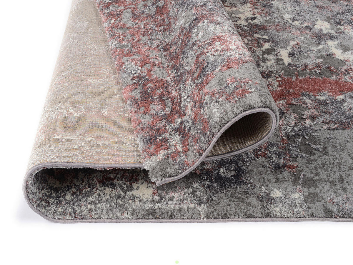 VINTAGE-TEPPICH 120/170 cm Timeline Quantum Grau, Hellrot  - Hellrot/Grau, Design, Textil (120/170cm) - Novel