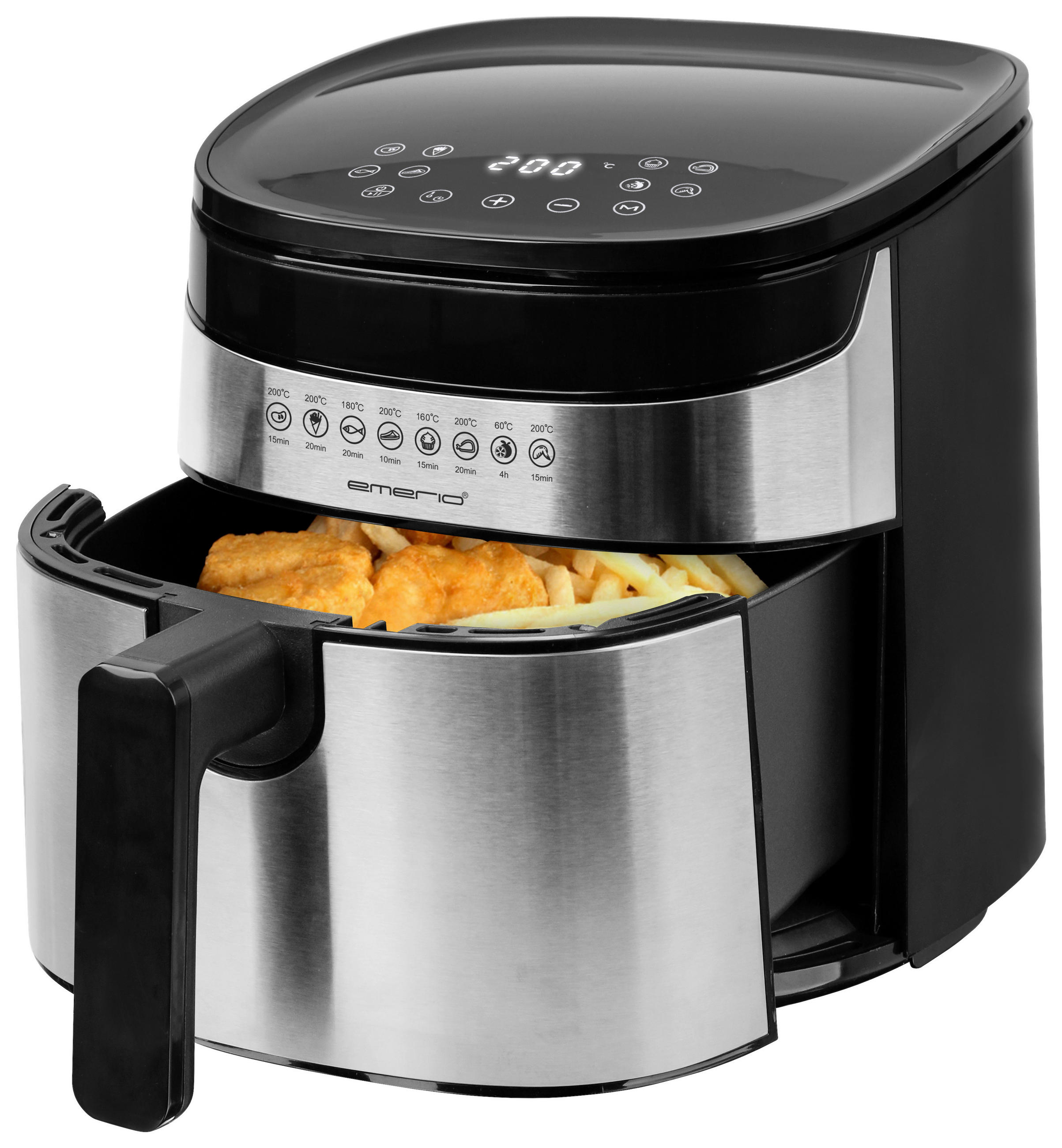 HEIßLUFTFRITTEUSE 4,5 L  - Edelstahlfarben/Schwarz, Basics, Kunststoff/Metall (31,5/39,3/30,6cm) - EMERIO