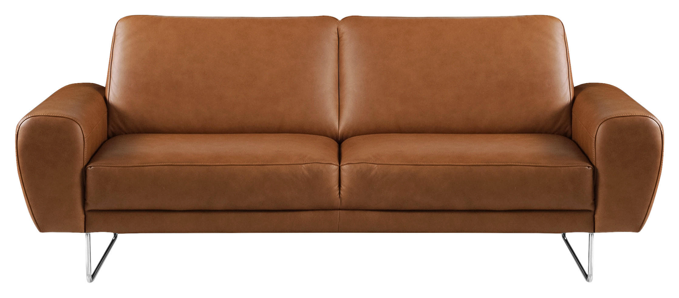 DVOUMÍSTNÁ POHOVKA, koňaková, pravá kůže - barvy chromu/koňaková, Design, kov/kůže (177/85/92cm) - Livetastic