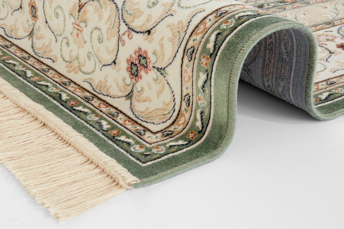 VINTAGE-TEPPICH 160/230 cm Naveh Creme, Hellgrün  - Creme/Hellgrün, Basics, Textil (160/230cm)