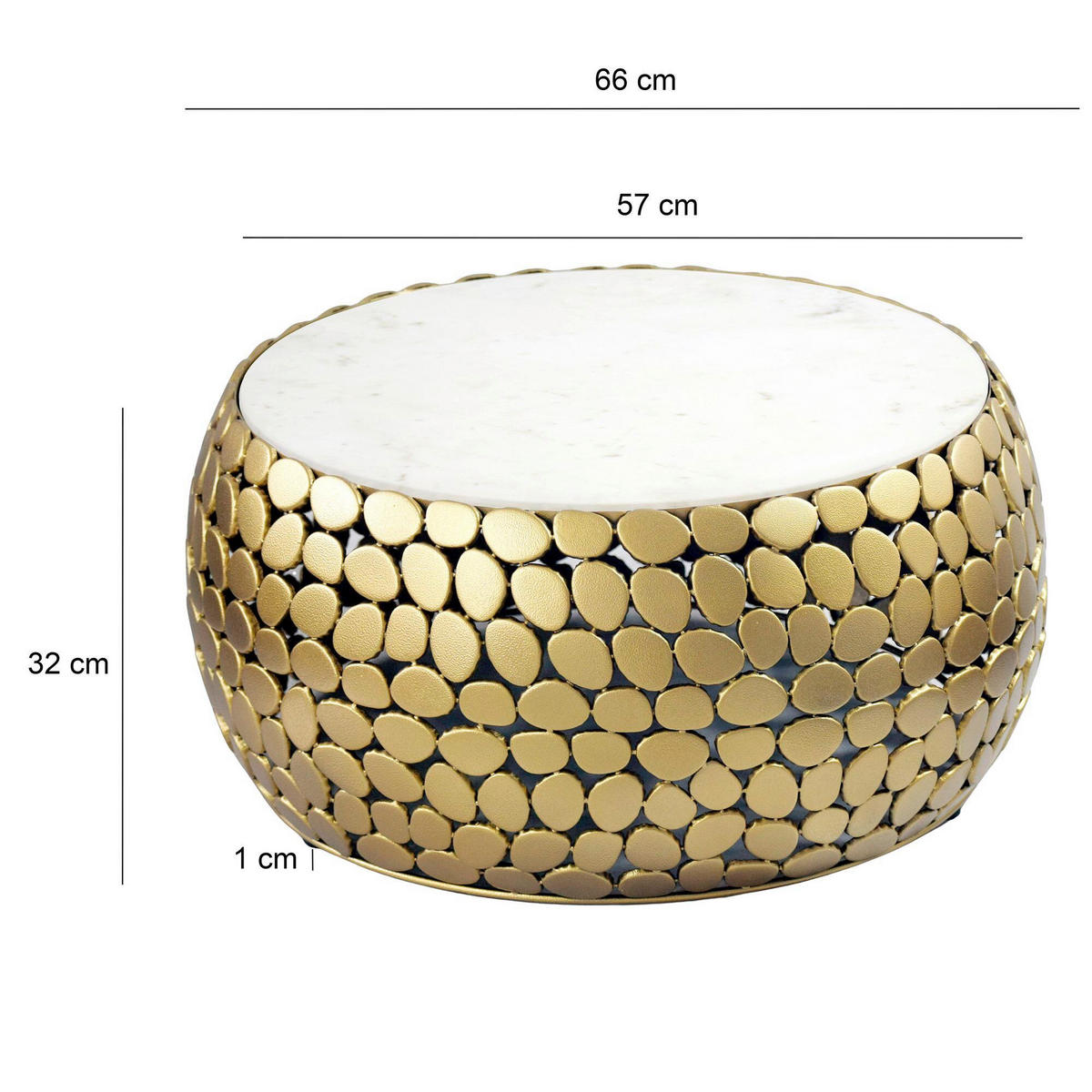 KONFERENČNÍ STOLEK, barvy zlata, kov, 66/32/66 cm - barvy zlata, Design, kov/kámen (66/32/66cm) - Livetastic