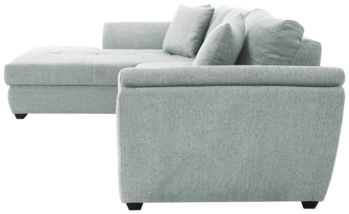 ECKSOFA in Webstoff Hellgrau  - Hellgrau/Schwarz, Design, Kunststoff/Textil (187/278cm) - Livetastic