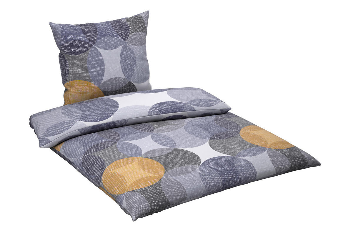 BETTWÄSCHE Biber, Flanell 135/200 cm  - Anthrazit/Gelb, Textil (135/200cm) - Novel