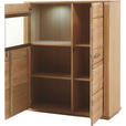 HIGHBOARD 107/131/38 cm  - Edelstahlfarben/Eichefarben, KONVENTIONELL, Glas/Holz (107/131/38cm) - Novel