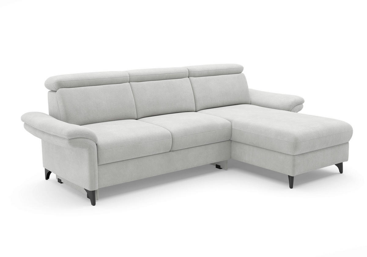 ECKSOFA GLENDALE E in Flachgewebe Silberfarben  253/166 cm  - Silberfarben/Schwarz, KONVENTIONELL, Textil/Metall (253/166cm) - Sit & More