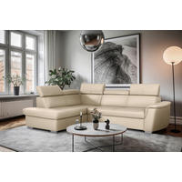 WOHNLANDSCHAFT  in Kombination Echtleder/Lederlook Grau  - Grau, Leder/Metall (211/262cm) - Celina Home