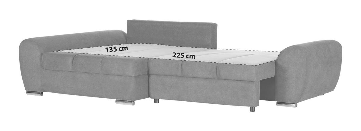 ECKSOFA in Flachgewebe Dunkelgrau  - Chromfarben/Dunkelgrau, Konventionell, Textil/Metall (175/270cm) - MID.YOU