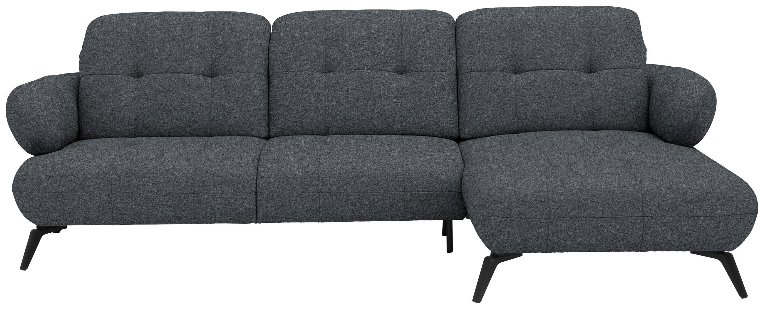 ECKSOFA 282/189 cm  in Chenille Dunkelgrau Rücken echt, Kopfteilverstellung  282/189 cm  - Dunkelgrau/Schwarz, Design, Textil/Metall (282/189cm) - Novel