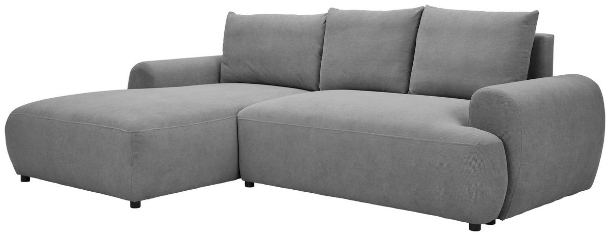ECKSOFA Dunkelgrau Webstoff  - Dunkelgrau/Schwarz, MODERN, Kunststoff/Textil (175/265cm) - Carryhome