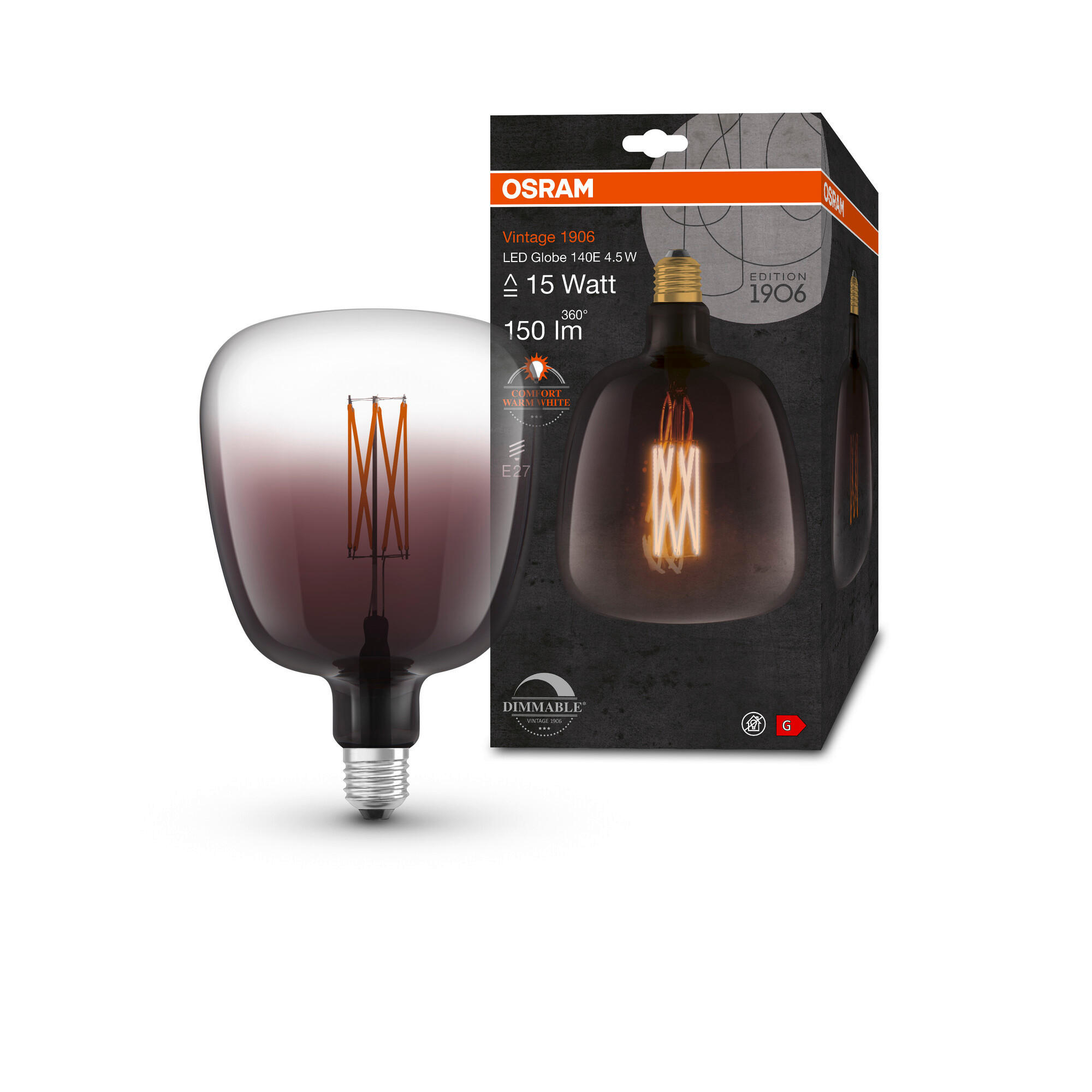 LED-LEUCHTMITTEL   E27 4,5 W  - Hellgrau, Basics, Glas (14/20cm) - Ledvance