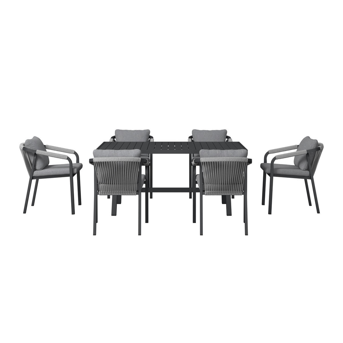 GARTENTISCHGRUPPE  - Anthrazit/Grau, MODERN, Textil/Metall (162/73/90cm) - Ambia Garden