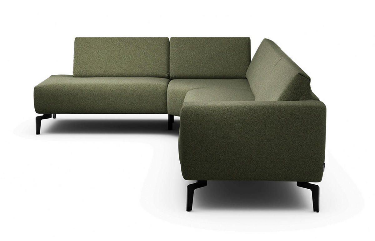 ECKSOFA Cosy Waldgrün Chenille  - Waldgrün/Schwarz, Design, Textil/Metall (213/296cm) - SENSOO