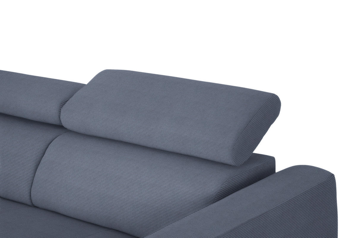 ECKSOFA in Feincord Blaugrau  - Blaugrau/Schwarz, Design, Textil/Metall (205/280cm) - MID.YOU