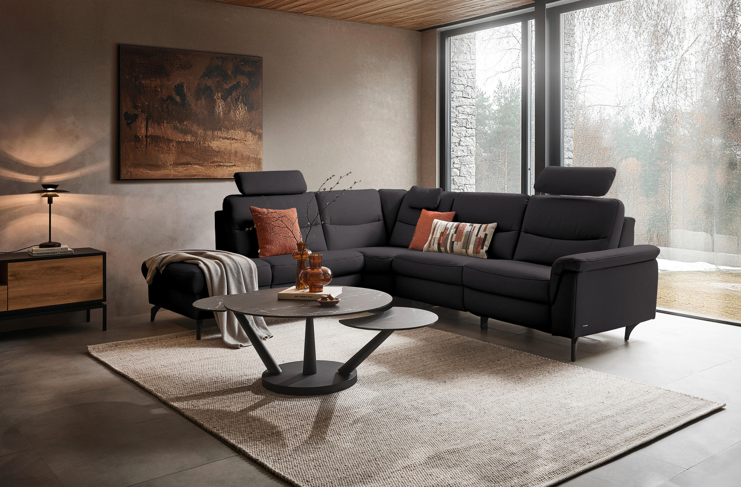 ECKSOFA  in Echtleder Schwarzbraun  249/280 cm  - Schwarzbraun/Anthrazit, Design, Leder/Metall (249/280cm) - Himolla Komfortklass