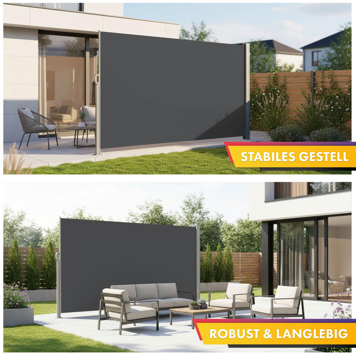 MARKISE - Anthrazit/Silberfarben, Basics, Kunststoff/Metall (400/200cm)