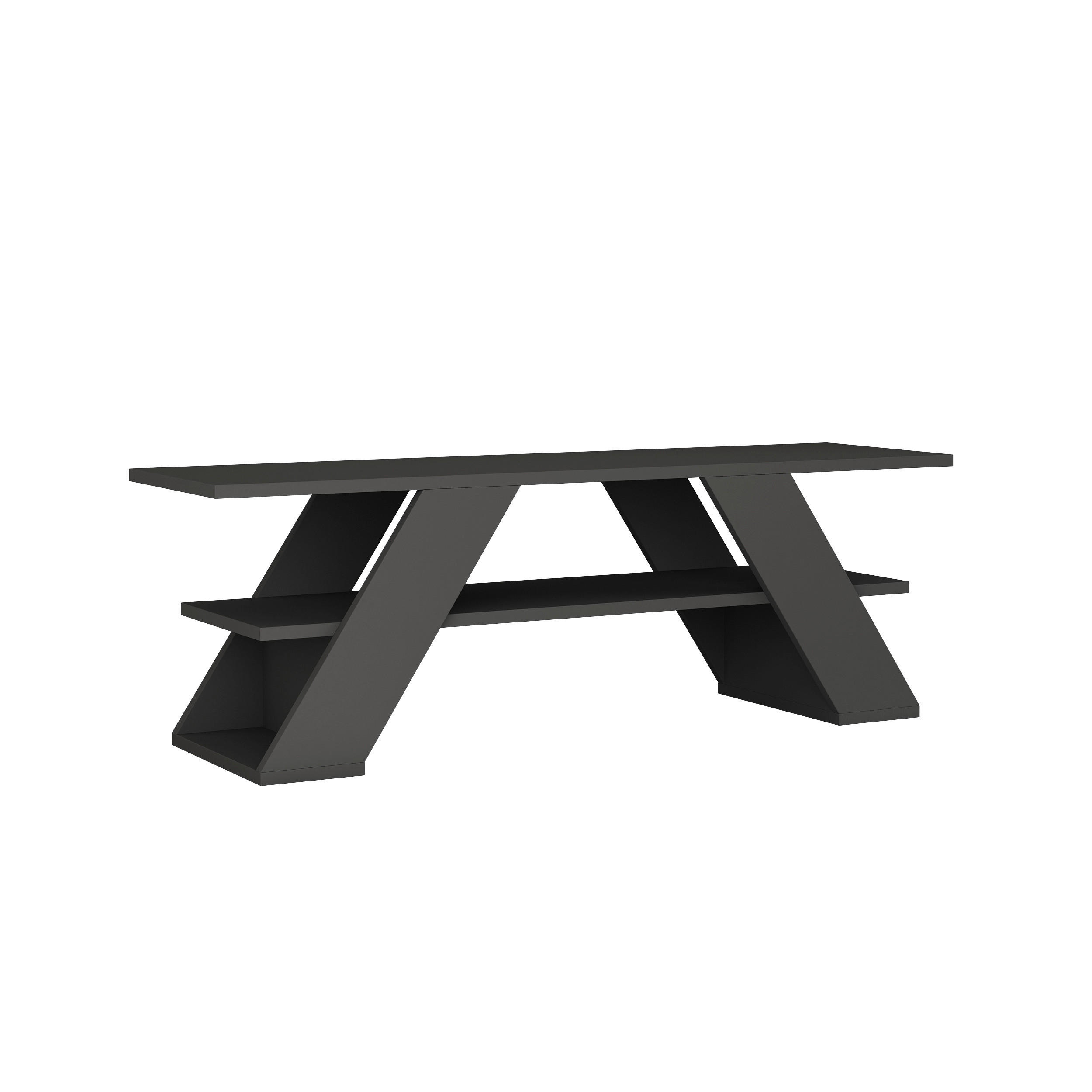 PHONOTISCH Holzwerkstoff Anthrazit  - Anthrazit, Design, Holzwerkstoff (120/40/33.5cm) - Livetastic