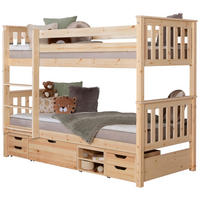 ETAGENBETT 90/200 cm,  in Naturfarben, Absturzsicherung, Leiter  - Naturfarben, MODERN, Holz (90/200cm) - Livetastic