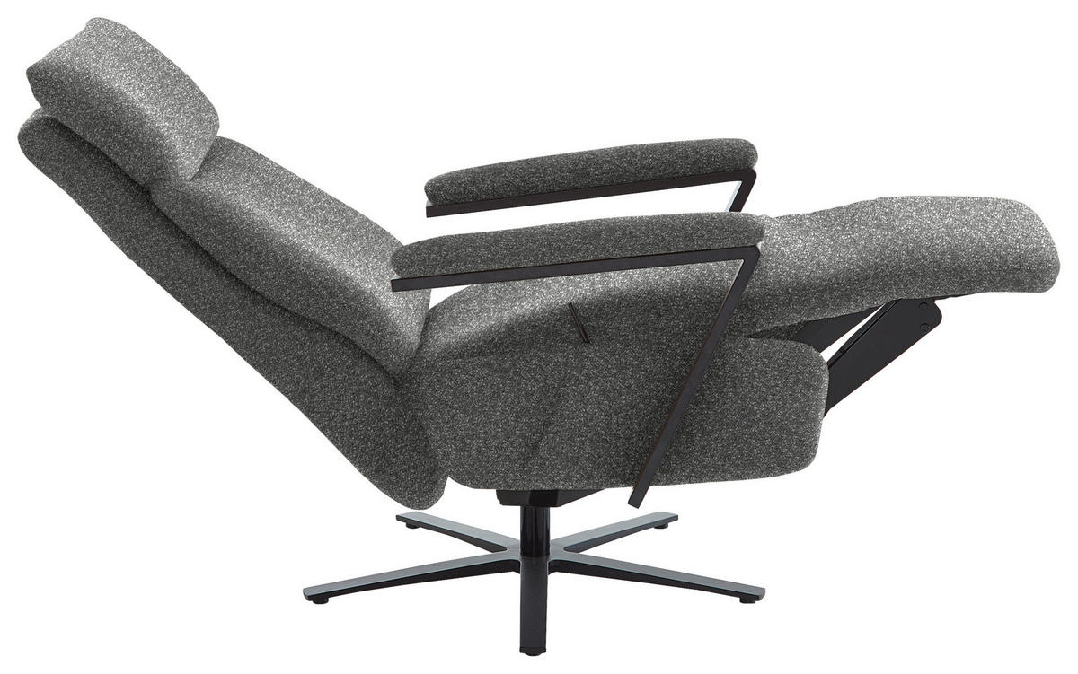 RELAXSESSEL in Textil Dunkelgrau  - Dunkelgrau/Schwarz, Design, Textil/Metall (68/117/85cm) - Cantus