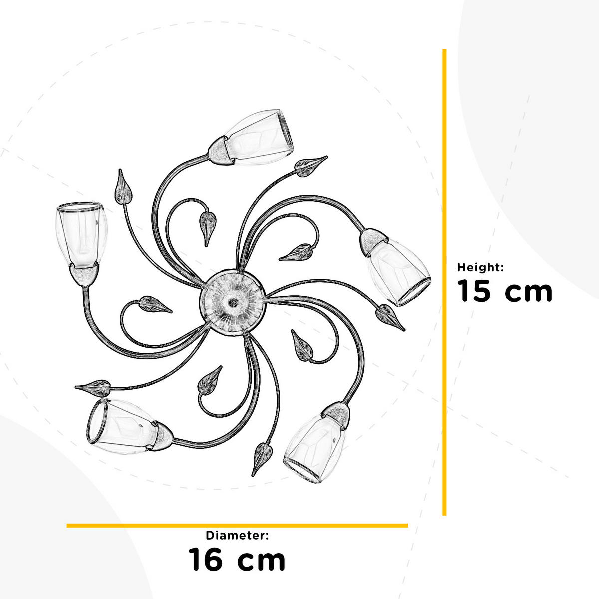 DECKENLEUCHTE 4716 LILIANA 60/20 cm   - Bronzefarben, KONVENTIONELL, Glas/Metall (60/20cm)