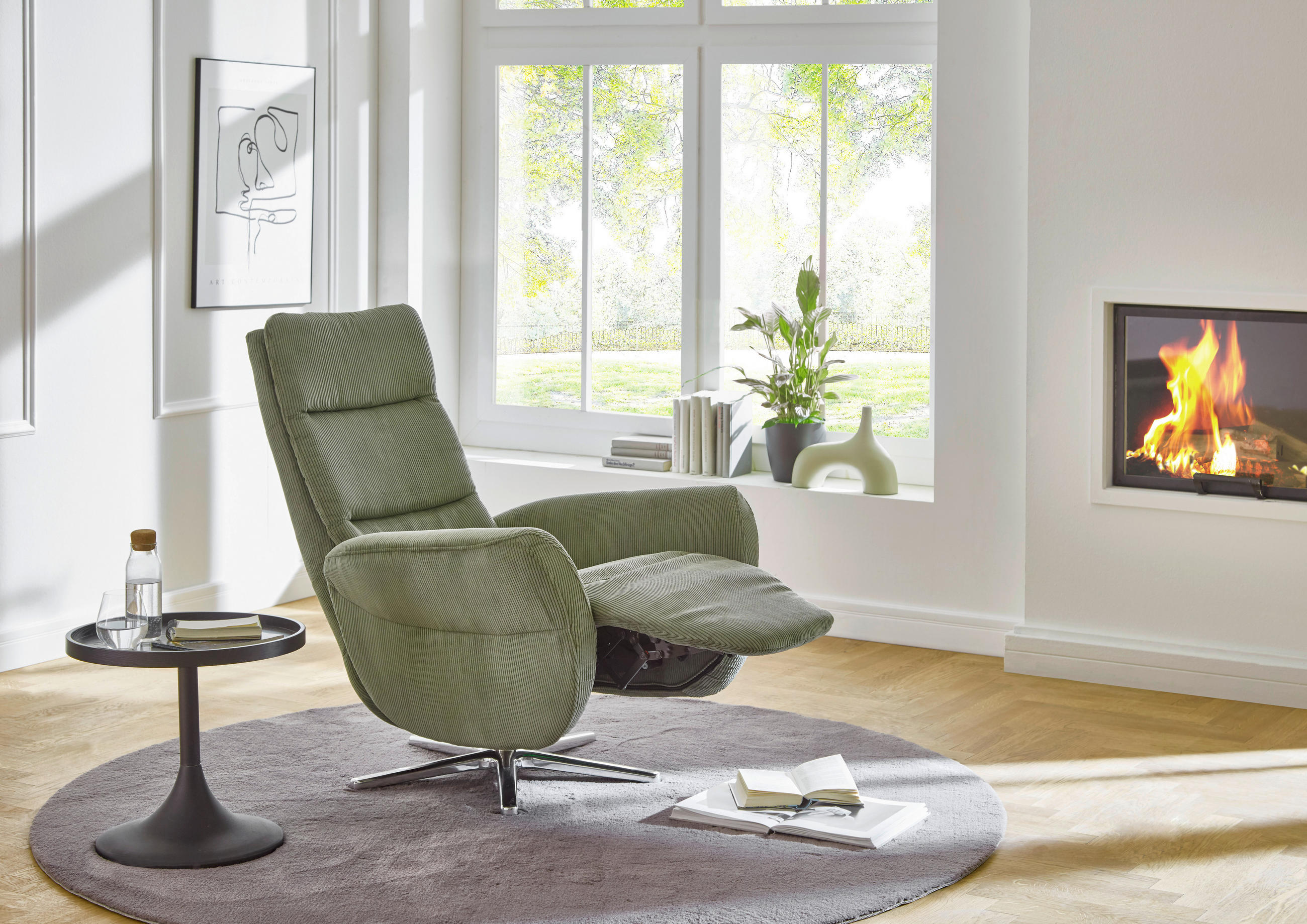 RELAXSESSEL in Textil Dunkelgrün  - Chromfarben/Dunkelgrün, Design, Textil/Metall (78/113/83cm) - Beldomo Speed