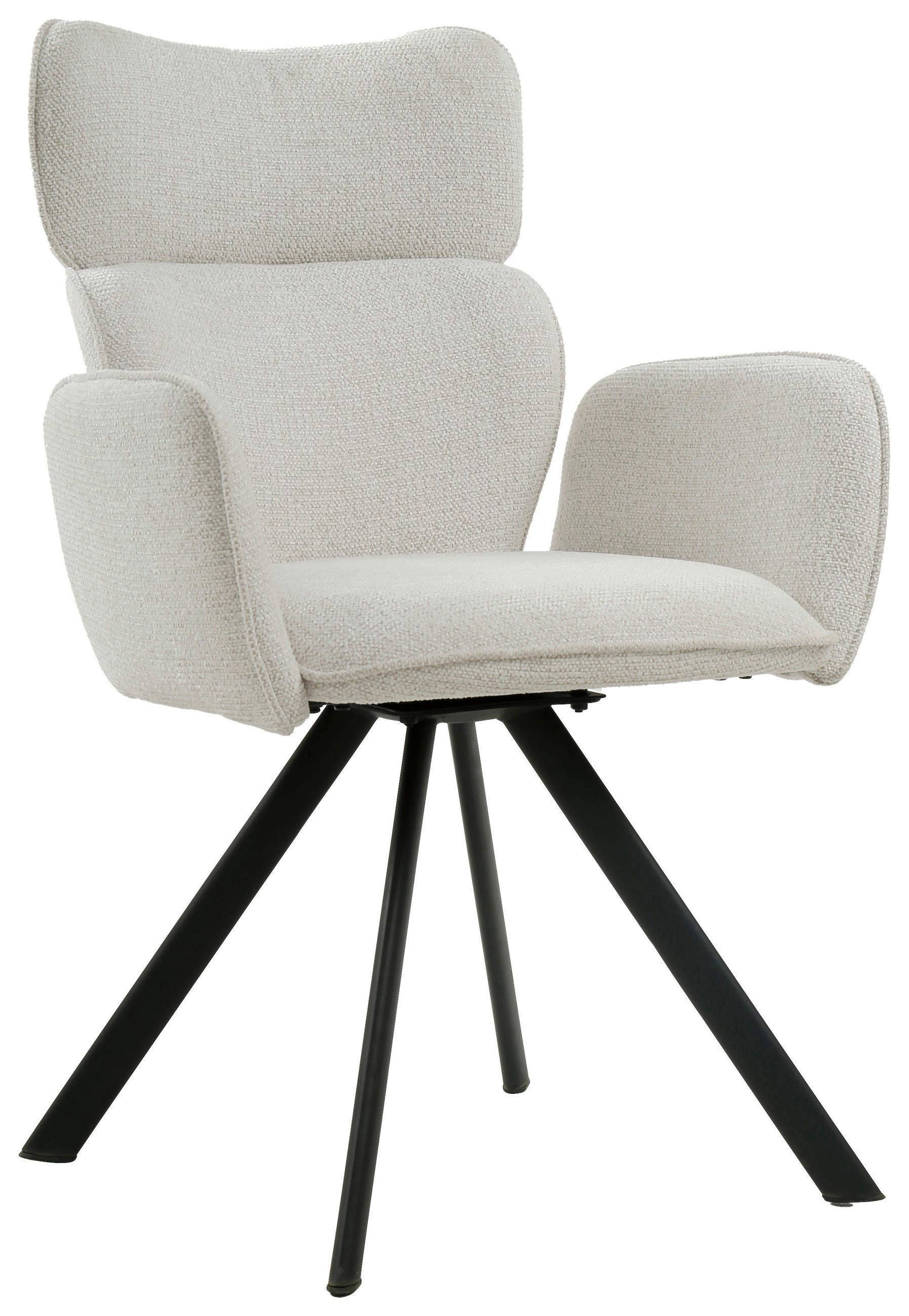 ARMLEHNSTUHL  in Eisen Leinenoptik  - Creme/Schwarz, Design, Holz/Textil (64,5/93/61cm) - Hom`in