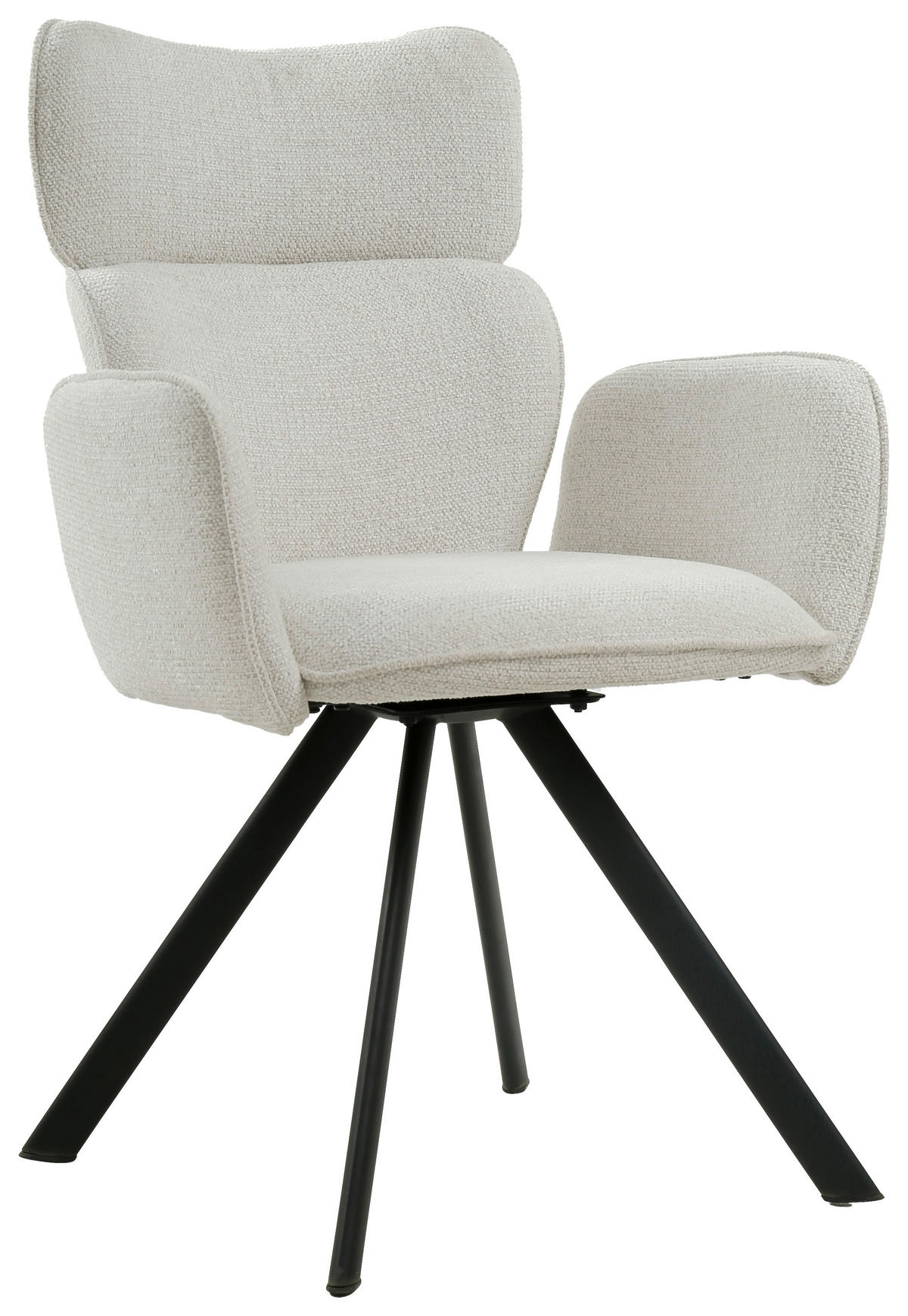 ARMLEHNSTUHL  in Eisen Leinenoptik  - Creme/Schwarz, Design, Holz/Textil (64,5/93/61cm) - Hom`in