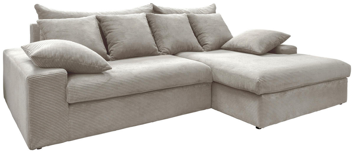 ECKSOFA in Cord Silberfarben  - Silberfarben/Schwarz, Modern, Kunststoff/Textil (278/200cm) - Livetastic